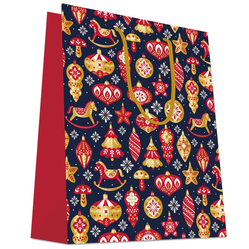 Gavepose Blå Jul med bomuldshåndtag Nyhed! - 1