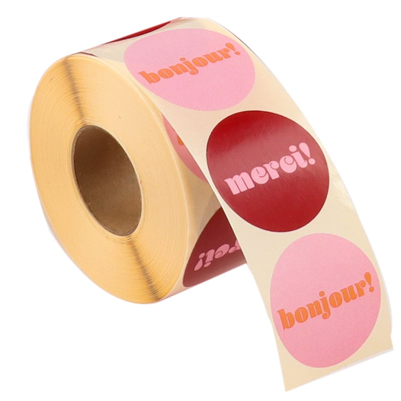 Etiket merci / bonjour French Rouge