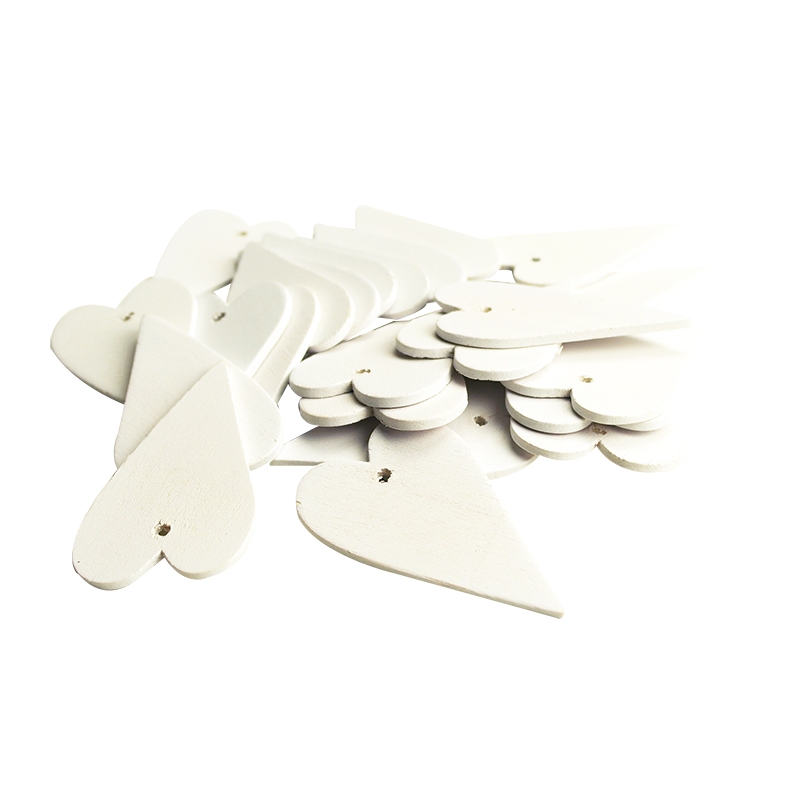 Dekorationshjerte træ hvid - 1