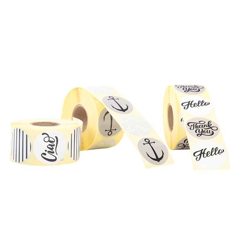 Etiket Venice black "Thank you/hello" Ø49 1000st - 2