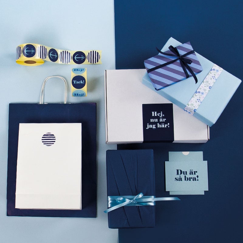 Gavepapir Navy Thin Stripes - 3