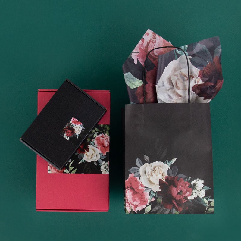 Papirbærepose Wild Bouquet Black - 4