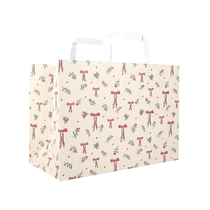 Papirpose flad med håndtag Winter Bows & Berries Nyhed! Eget design! - 3