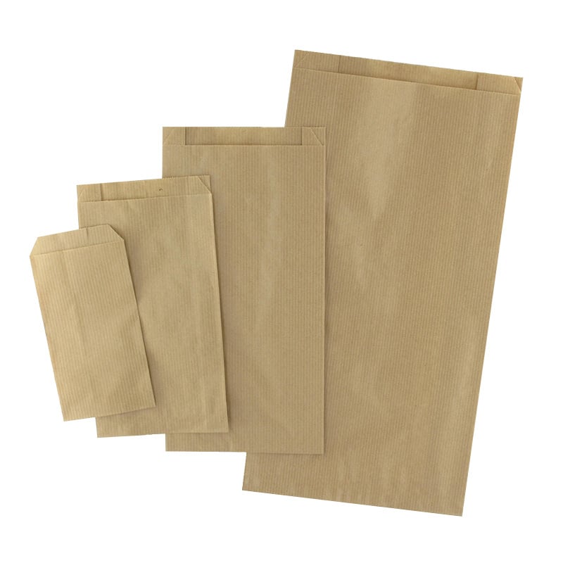 Flad papirspose ribbet brun - Gaveposer