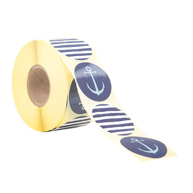 Etiket Miami blue "stribet/anker" - Forsendelsesemballage