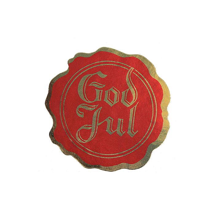 God jul etiket segl rød / guld - gaveetiketter