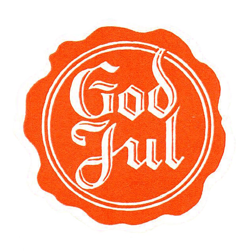 God jul segl hvid/rød - gaveetiketter