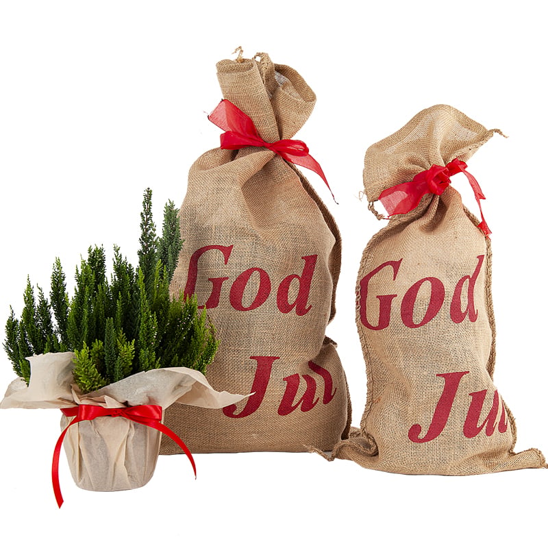 Jutesæk God Jul med rødt bånd