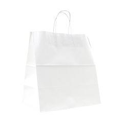 Take away bærepose med snoede håndtag hvid