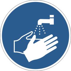 Advarselsmærkat "Vask dine hænder"