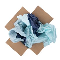 Fanfold indpakningspapir i farverne Miami Blue / Denim Blue
