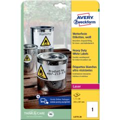 Avery etiketter Slidstærk Hvid