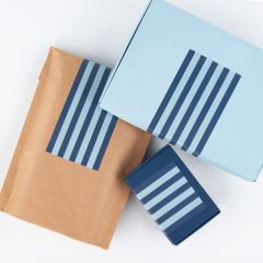 Lukkeetiket Miami Blue Stribbet